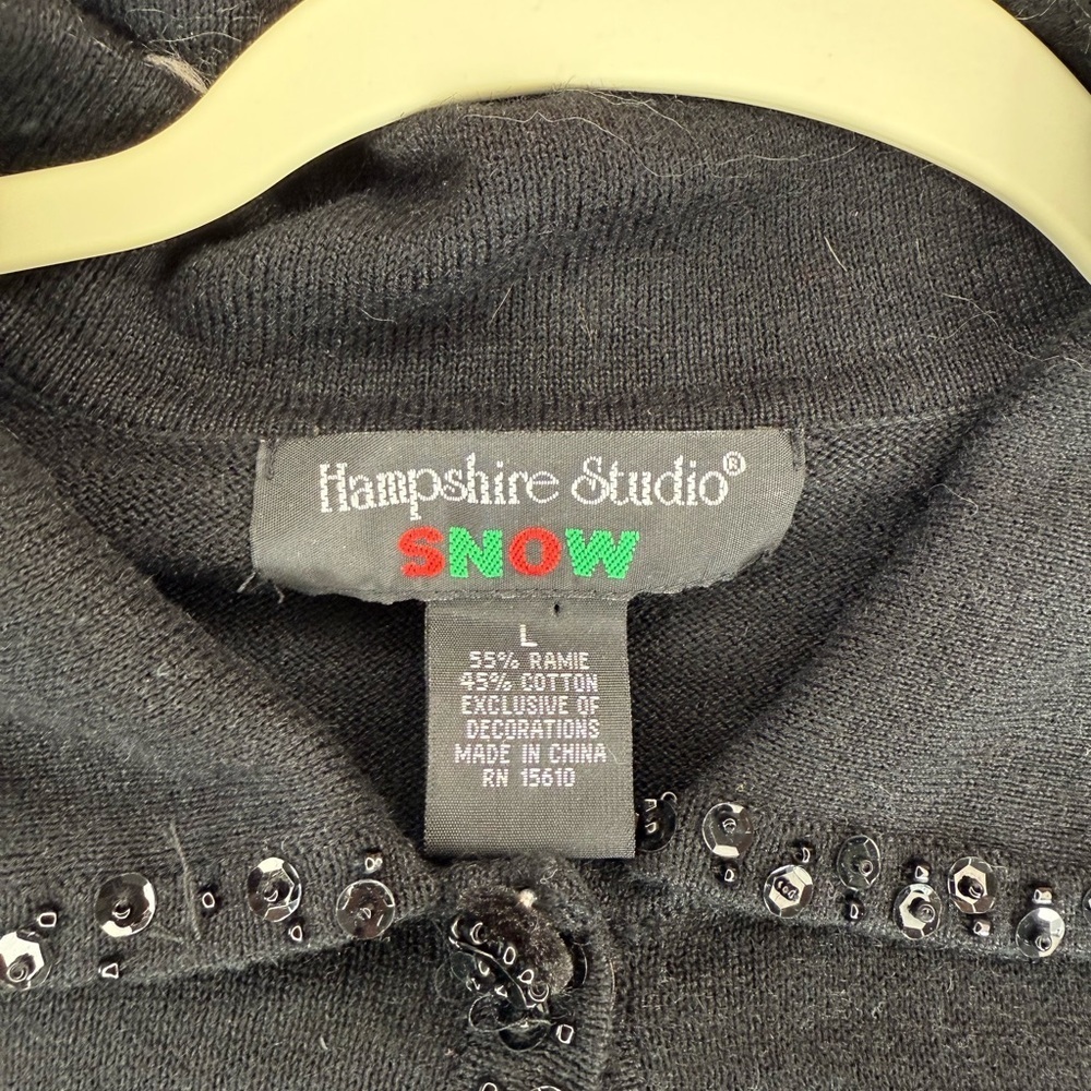 Vintage Black Christmas Sequin and beaded Cardigan. - Picture 7 of 10